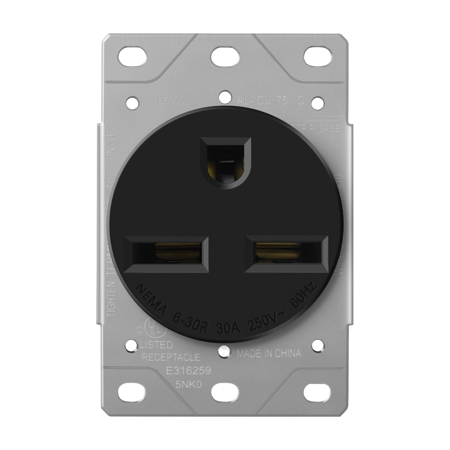 30 Amp 250V 2 Pole 3 Wire NEMA 6 30R ENERLITES