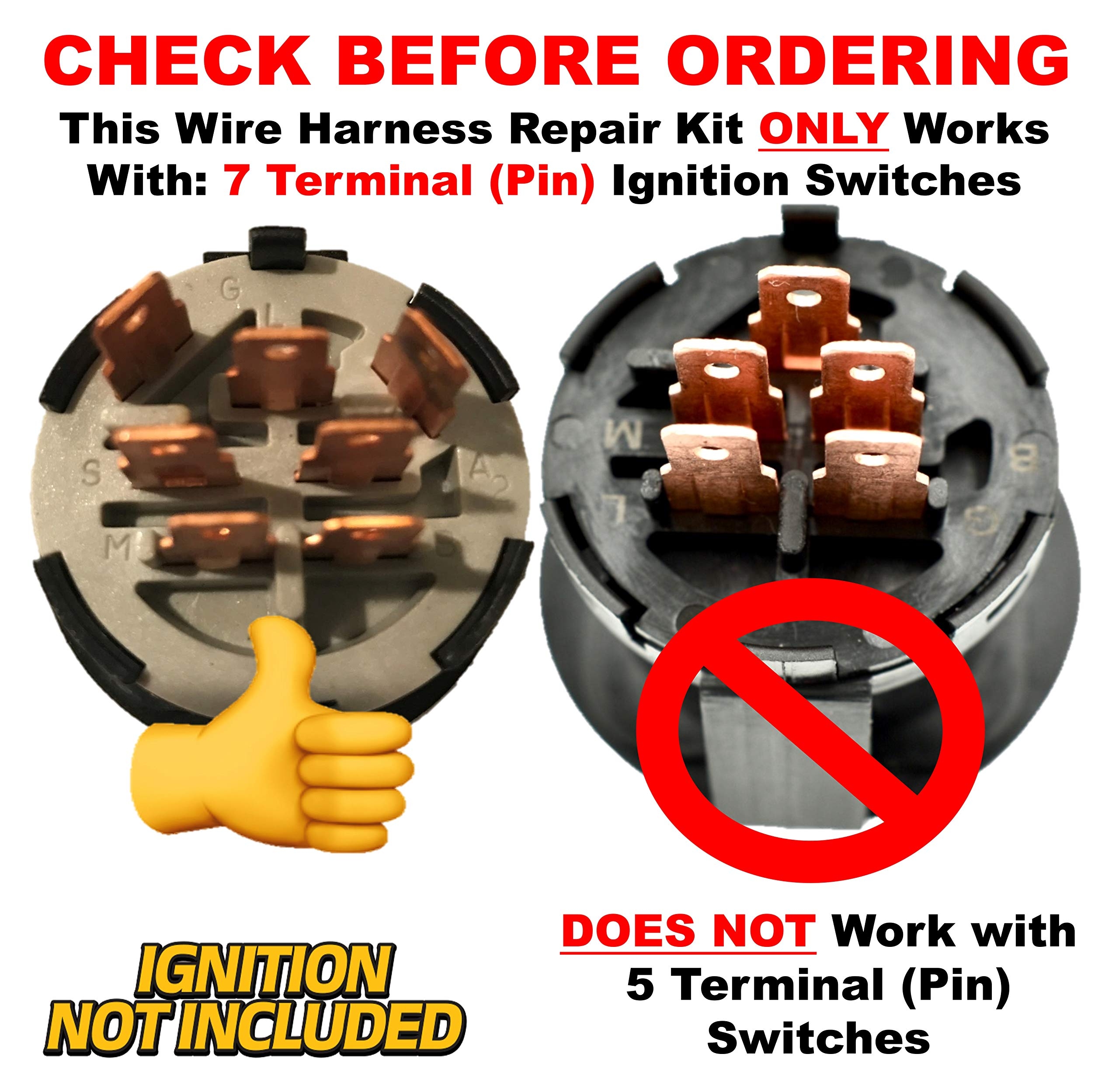 Amazon HD Switch Starter Ignition Switch Wire Harness 7 Terminal Connector Repair Kit Replaces John Deere GY20074 AM132807 AM133597 And Fits L LA Amazon HD Switch Starter Ignition Switch Wire Harness 7 Terminal Connector Repair Kit Replaces John Deere GY20074 AM132807 AM133597 And Fits L LA