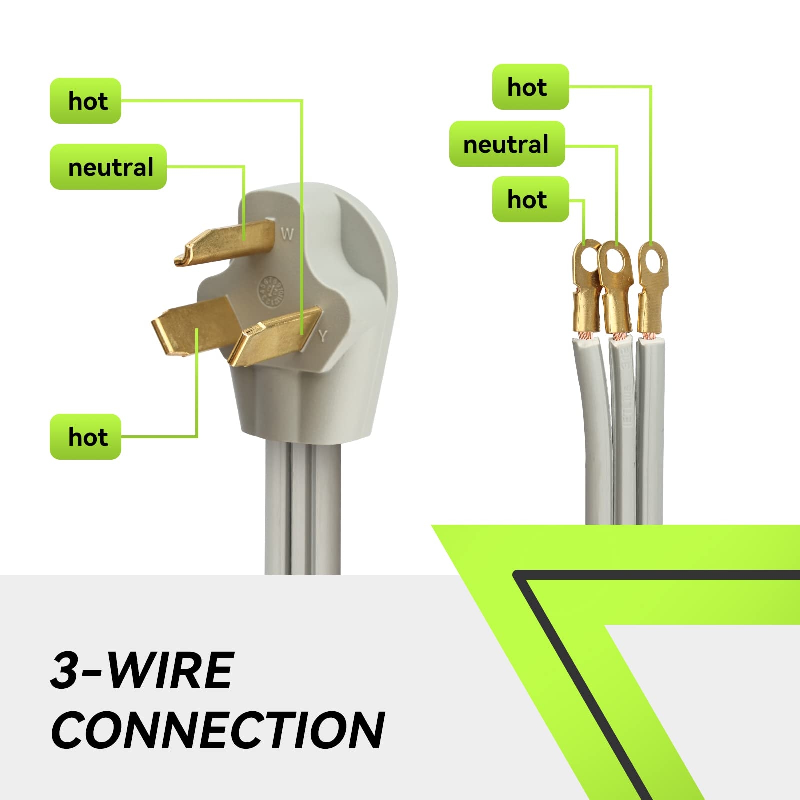 Amazon RVMATE 3 Prong SRDT Dryer Cord 10 Feet 30 Amp Appliance Power Cord NEMA 10 30P To 3 Wire 3 Wires With O Ring Terminal Connectors 100 Copper Wire Dryer Extension Cord Tools U0026 Home Improvement