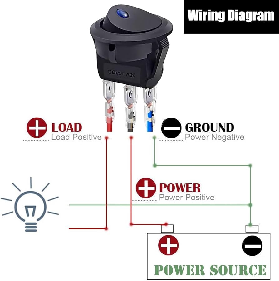 Amazon UfeffQOFOWIN Rocker Toggle Switch 12V 20A 24V 10A 3Pin Dot Blue Light ON Off KCD1 Mini Circle Toggle Switch For Light Car Truck Race Cars Amazon UfeffQOFOWIN Rocker Toggle Switch 12V 20A 24V 10A 3Pin Dot Blue Light ON Off KCD1 Mini Circle Toggle Switch For Light Car Truck Race Cars