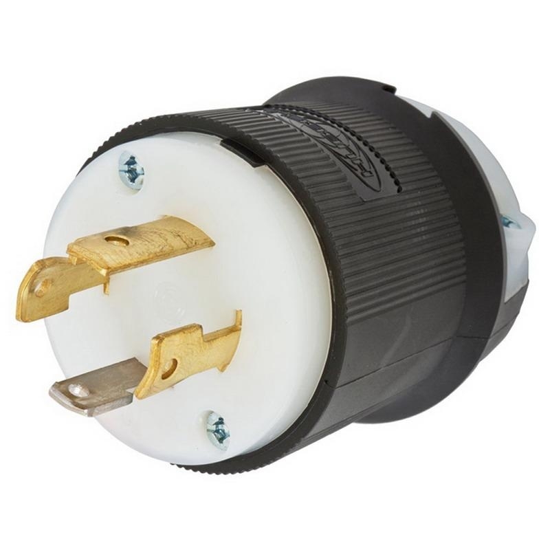 Hubbell Wiring L1630P 4 Wire 3 Pole Polarized Locking Plug 480 Volt AC 3 Phase 30 Amp NEMA L16 30P Black White Hubbell Pro Select Spec Electrical Wholesalers Inc 