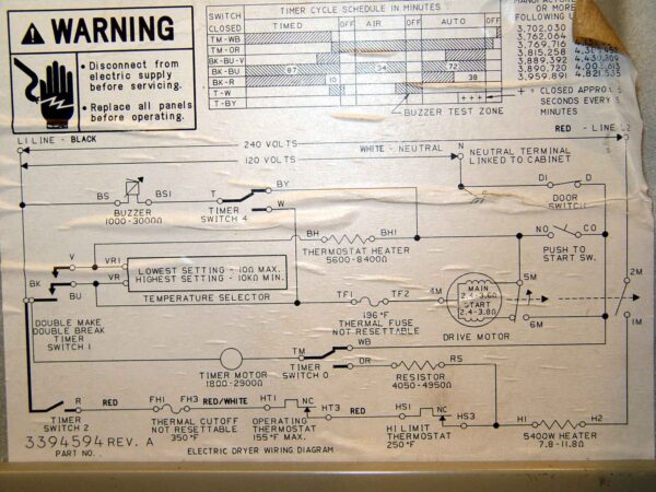 Kenmore Electric Dryer Wiring Diagram