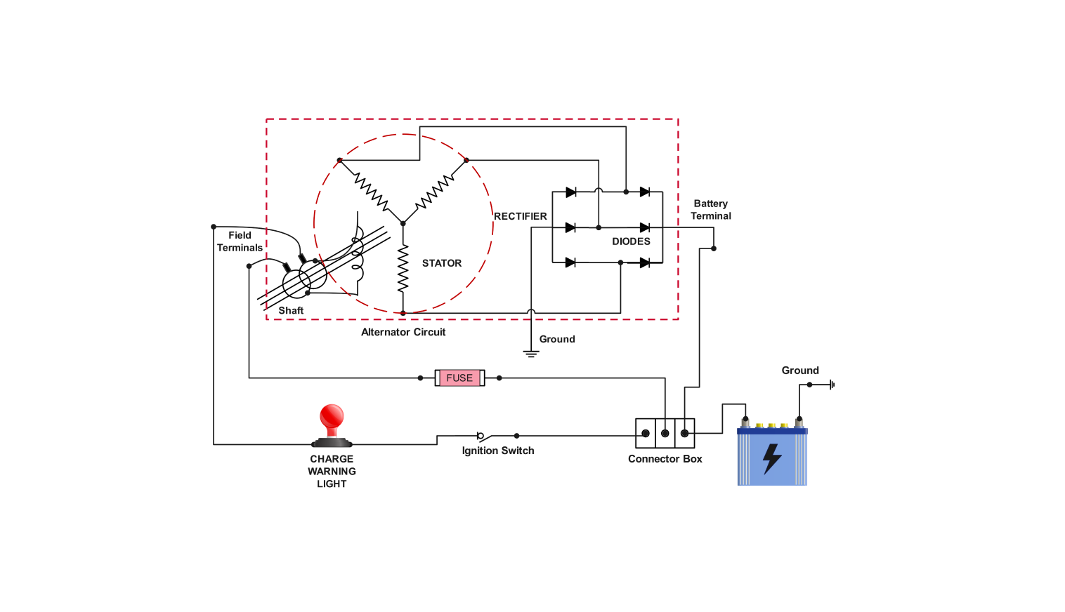 Simple 3 Wire Alternator Wiring Diagram